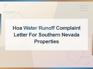 Hoa Water Runoff Complaint Letter for Southern Nevada