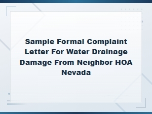 Sample Drainage Damage Complaint Letter for Nevada Hoa